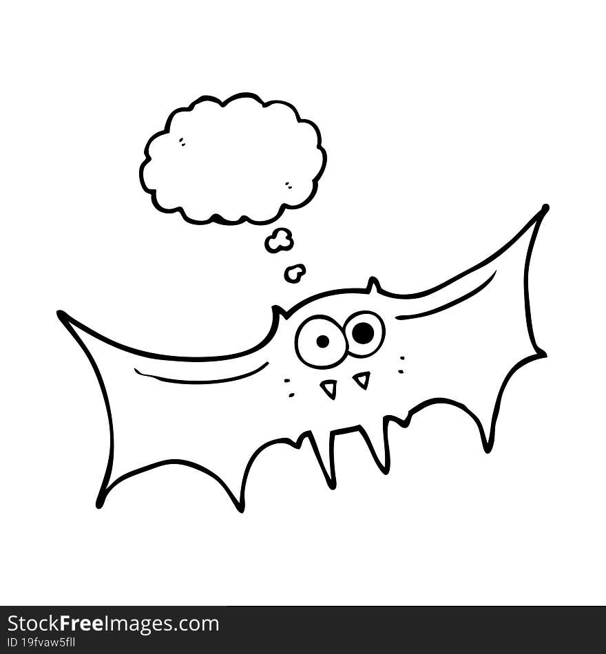 freehand drawn thought bubble cartoon vampire bat