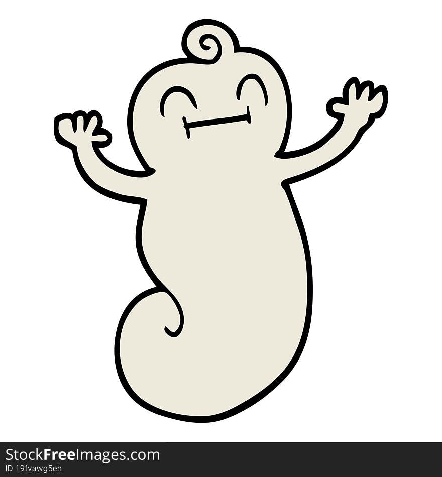 hand drawn doodle style cartoon happy ghost