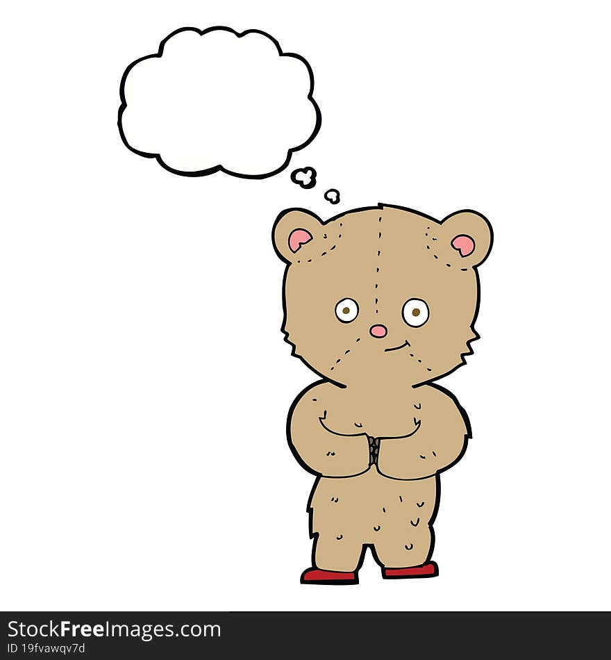 cartoon teddy bear with thought bubble