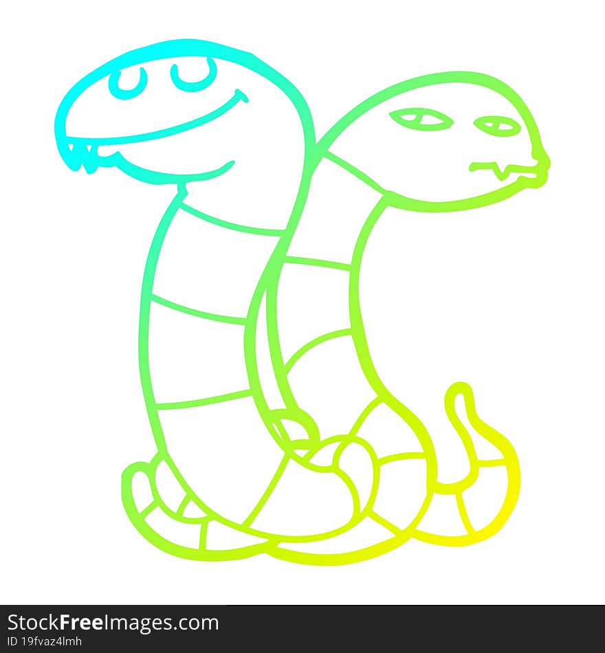 cold gradient line drawing cartoon snakes