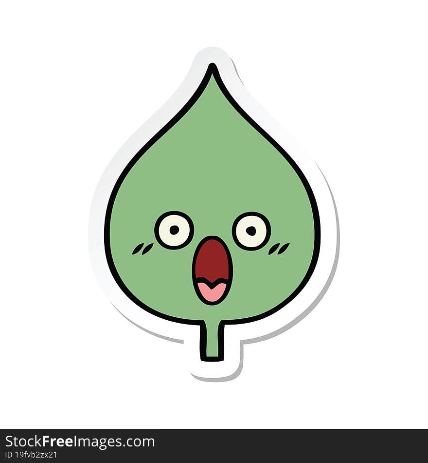 sticker of a cute cartoon expressional leaf