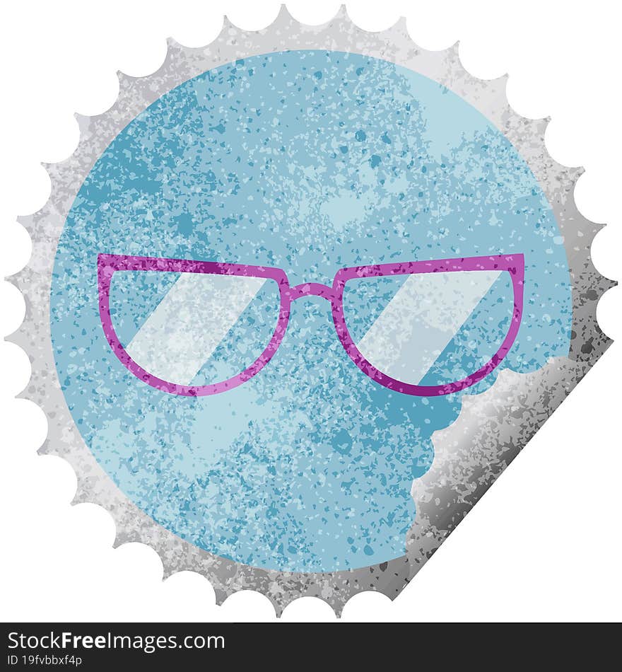 spectacles graphic vector illustration round sticker stamp. spectacles graphic vector illustration round sticker stamp