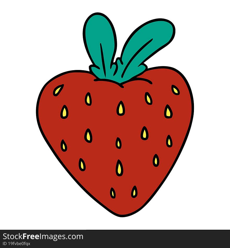 hand drawn cartoon doodle of a fresh strawberry