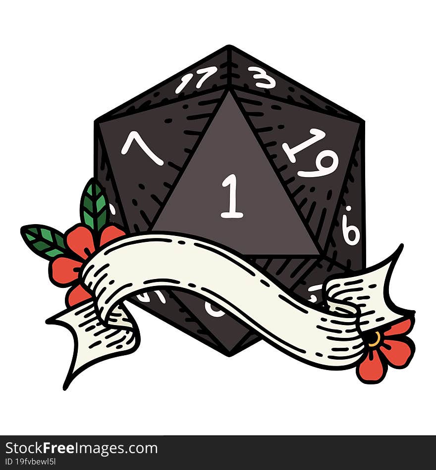 natural one d20 dice roll illustration