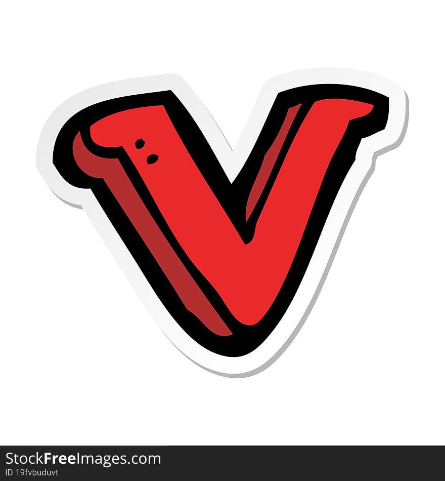 Sticker Of A Cartoon Letter V