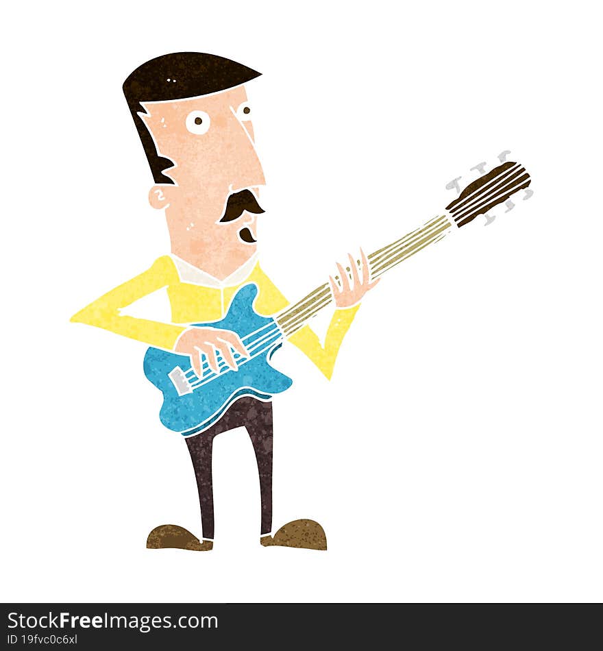 Cartoon Man Playing Electric Guitar