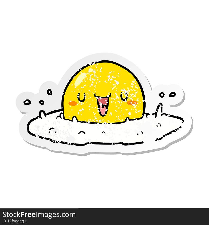 Distressed Sticker Of A Cartoon Fried Egg