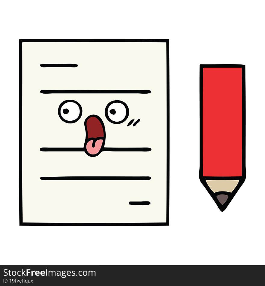 cute cartoon of a test paper. cute cartoon of a test paper