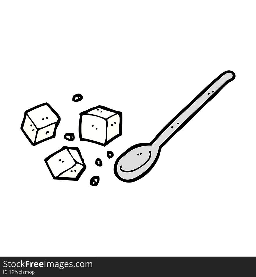 cartoon sugar lumps and spoon