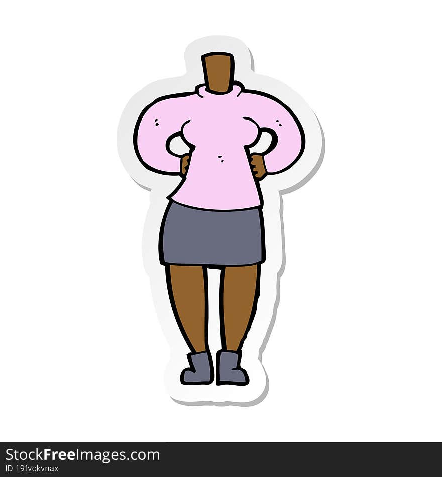 sticker of a cartoon female body