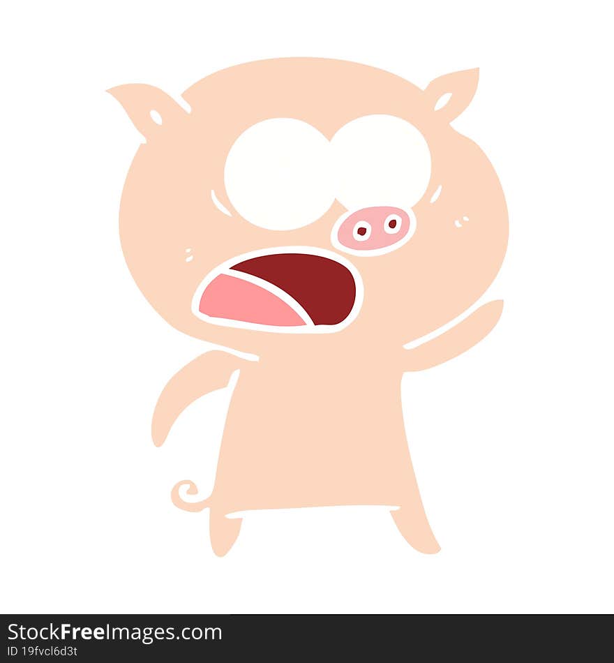 Flat Color Style Cartoon Pig Shouting