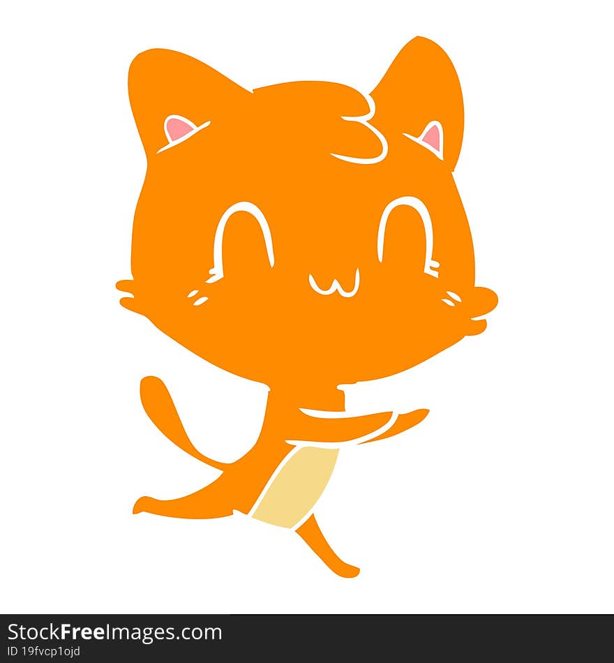 flat color style cartoon happy cat