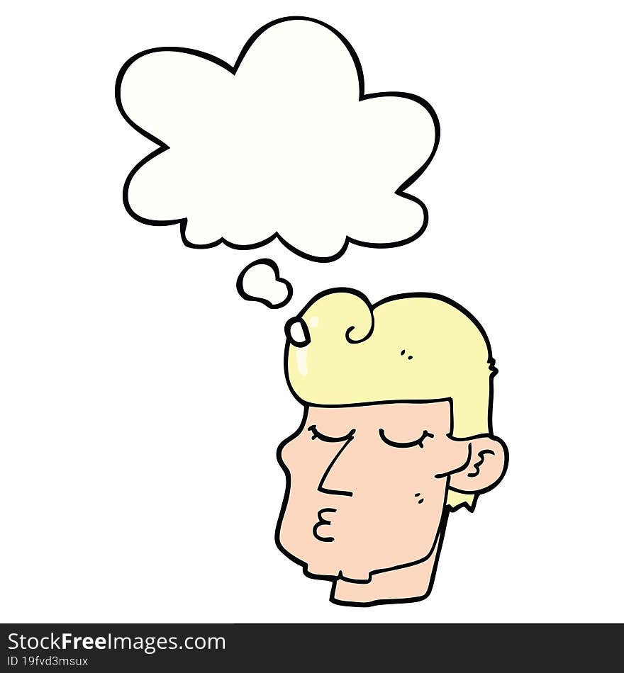 cartoon handsome man with thought bubble. cartoon handsome man with thought bubble