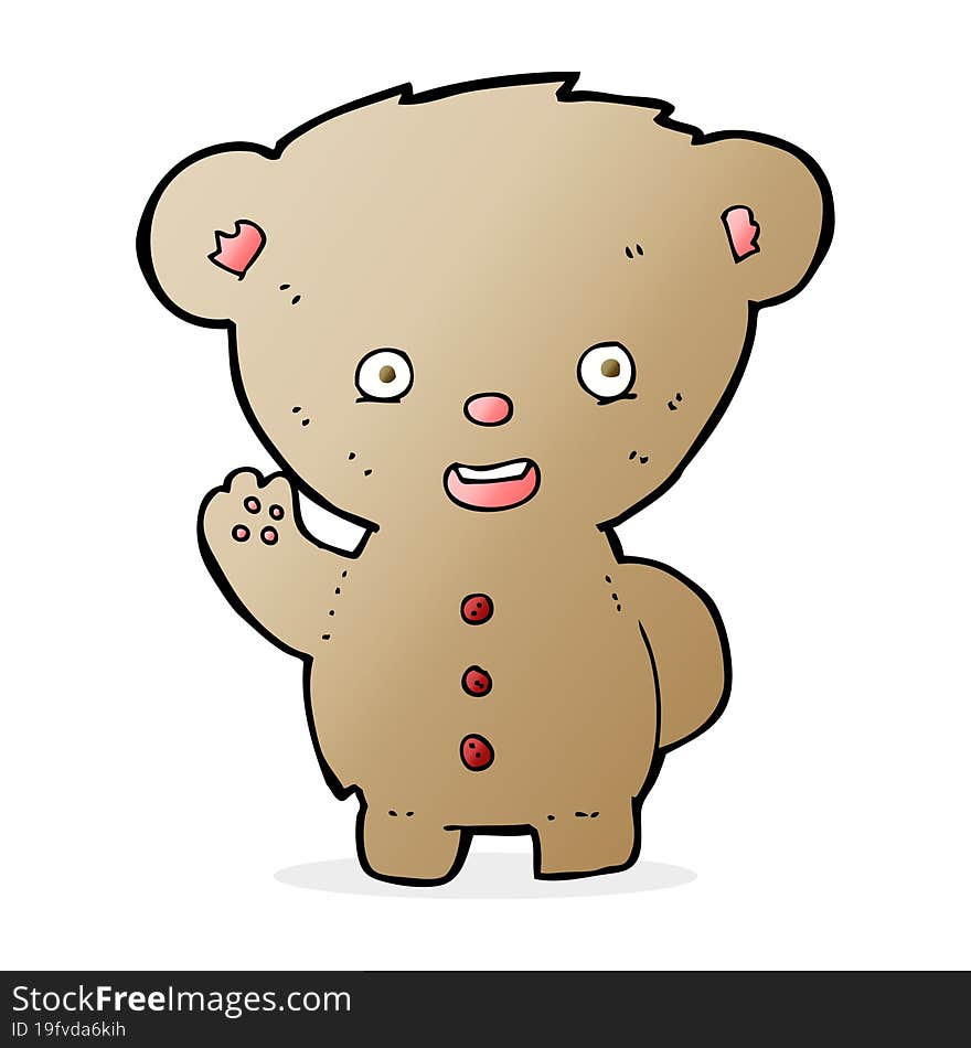 cartoon teddy bear waving