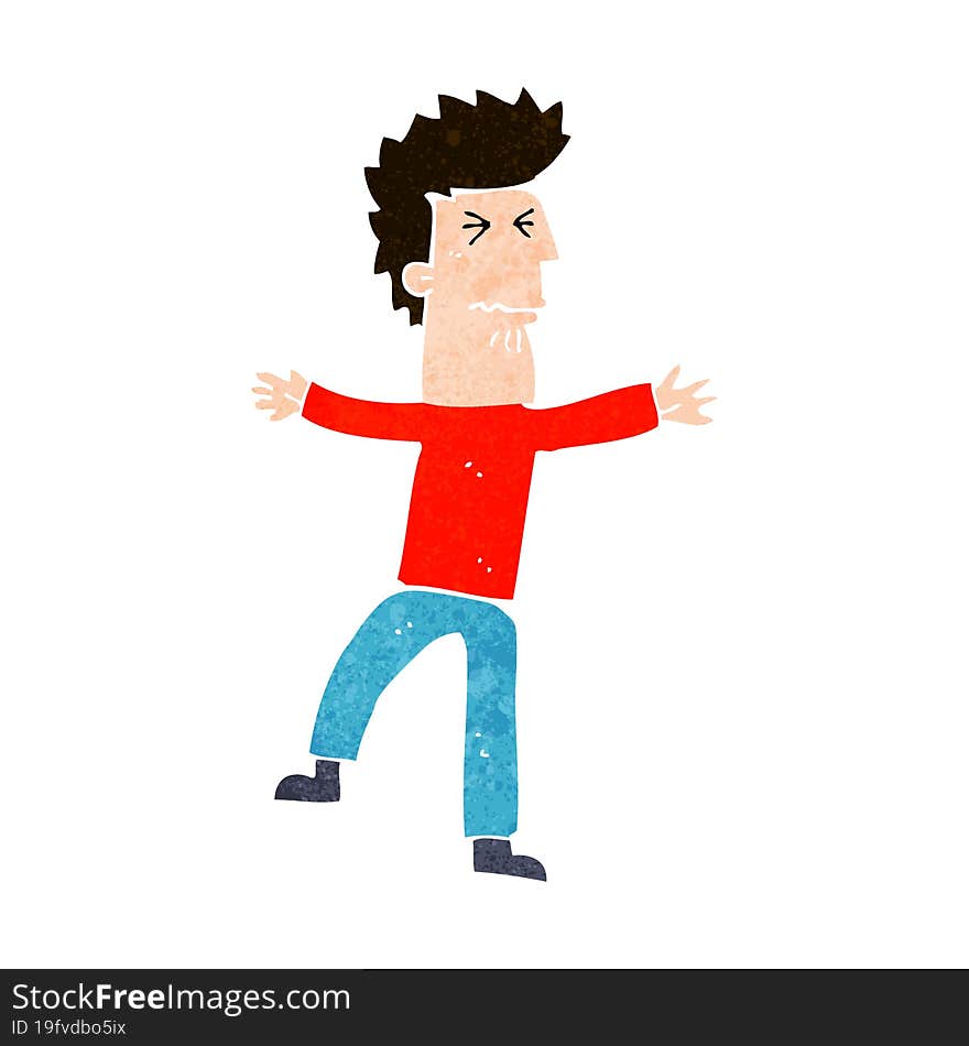 cartoon stressed man