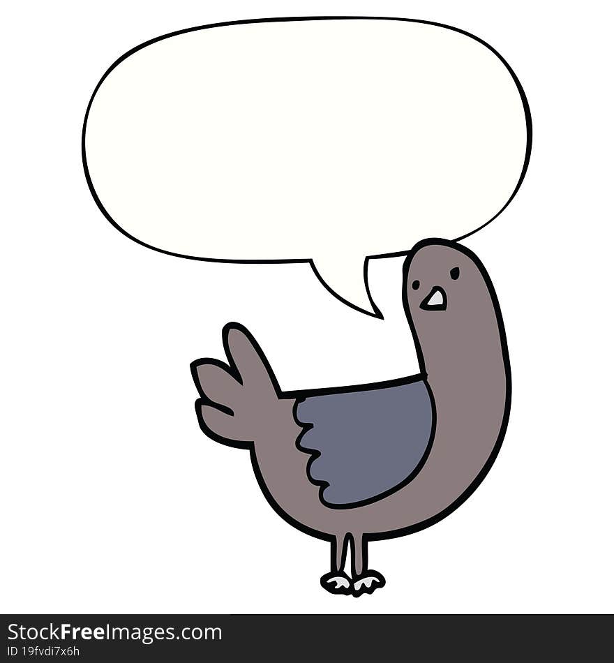 cartoon pigeon and speech bubble