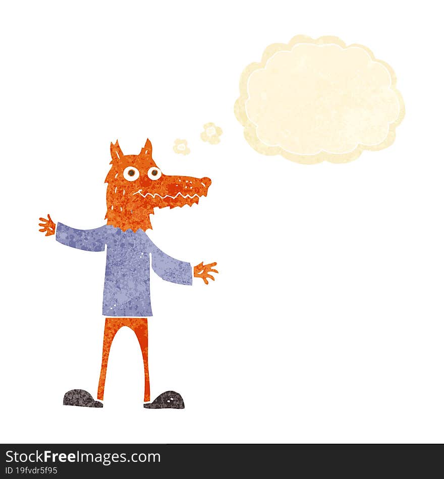 Cartoon Fox Man With Thought Bubble