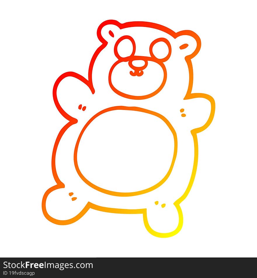 warm gradient line drawing cartoon teddy bear