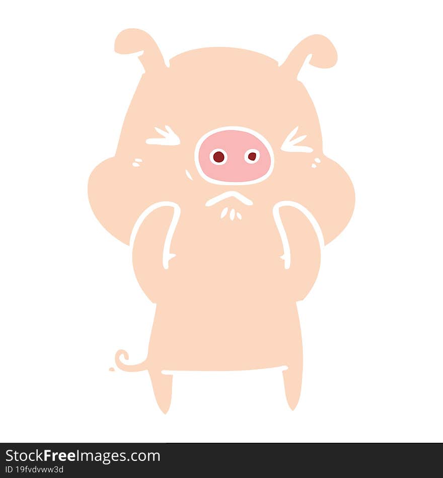 flat color style cartoon angry pig