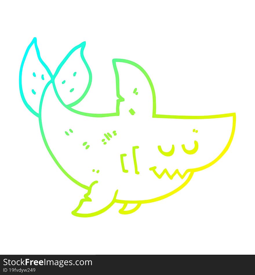 cold gradient line drawing cartoon shark