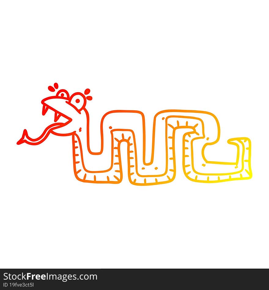 warm gradient line drawing cartoon surprised snake