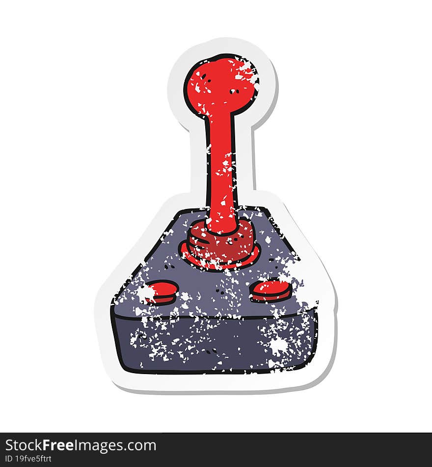 retro distressed sticker of a cartoon joystick