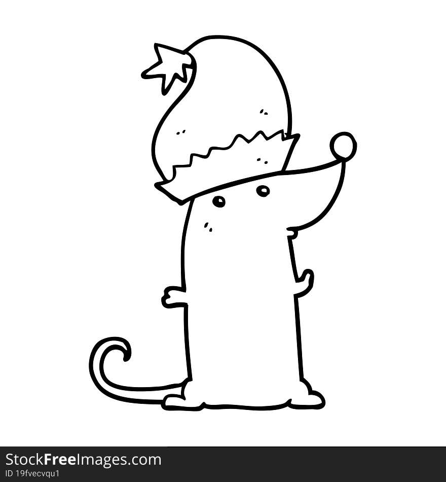 cartoon rat wearing christmas hat