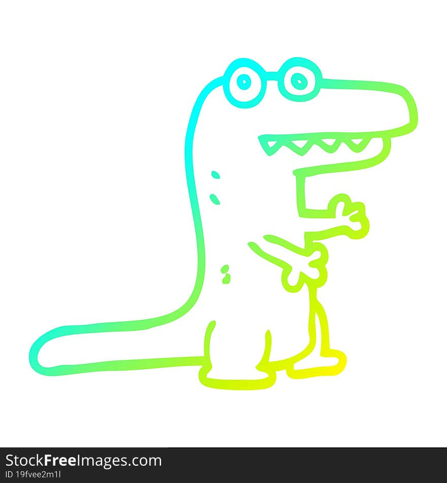 cold gradient line drawing cartoon crocodile