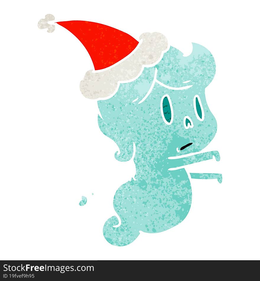 christmas retro cartoon of kawaii ghost