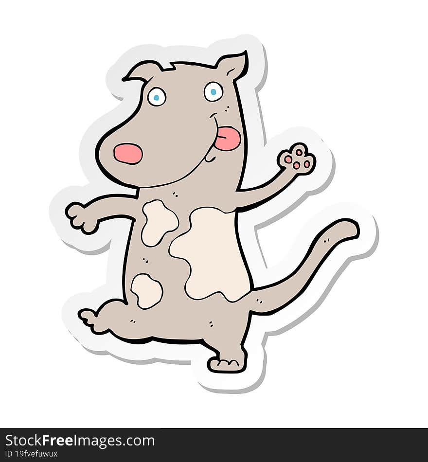 sticker of a cartoon happy dog