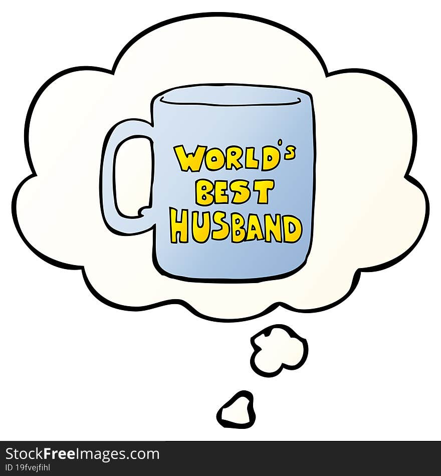 worlds best husband mug and thought bubble in smooth gradient style