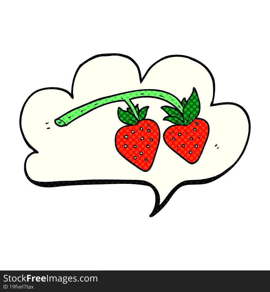 freehand drawn comic book speech bubble cartoon strawberries