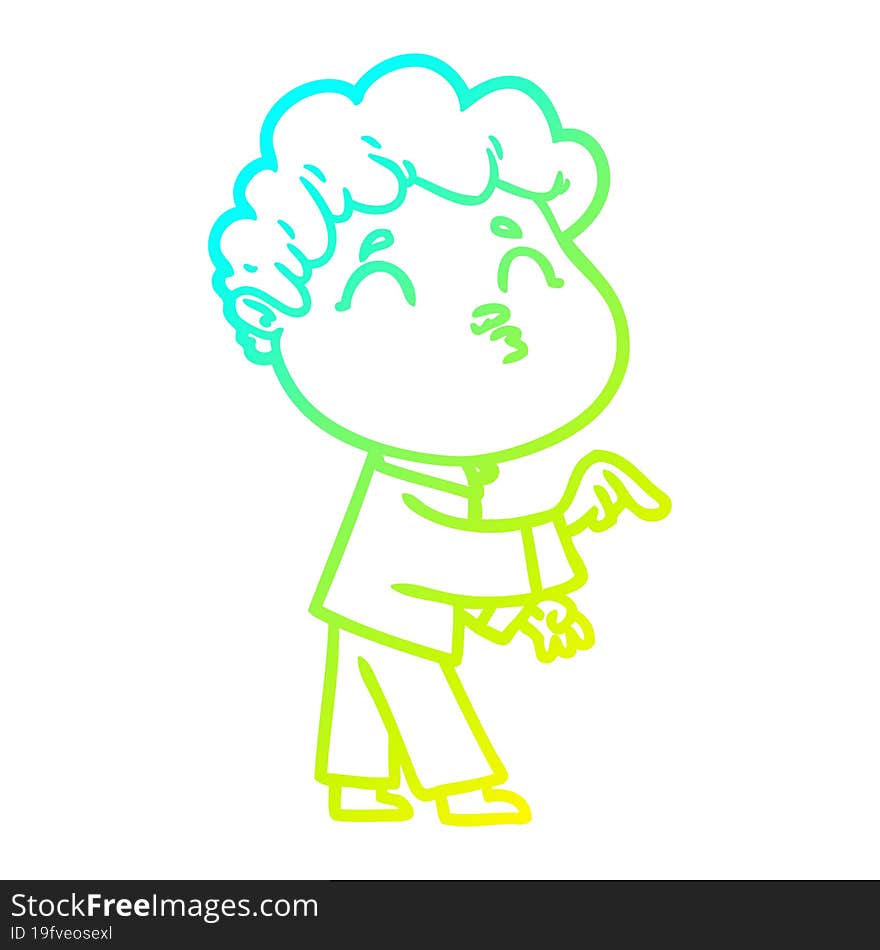 cold gradient line drawing cartoon man pouting