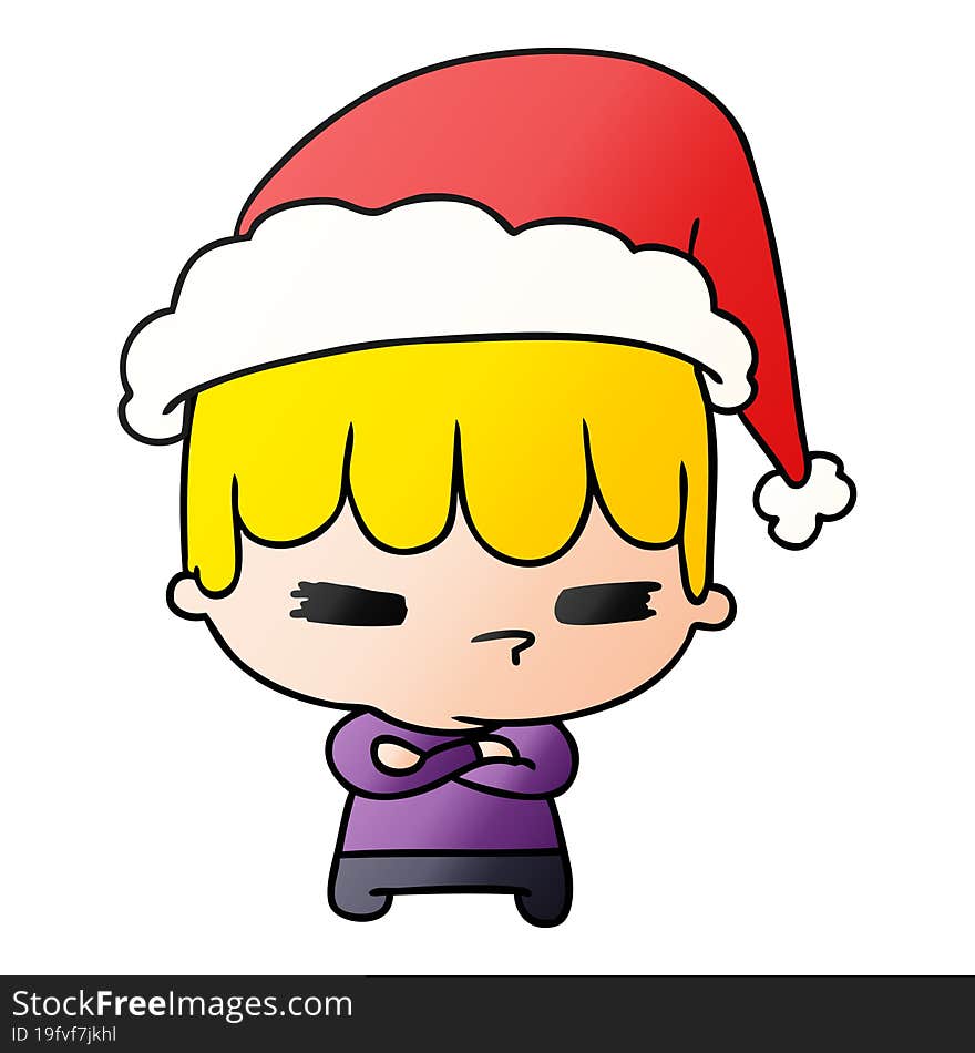 christmas gradient cartoon of kawaii boy