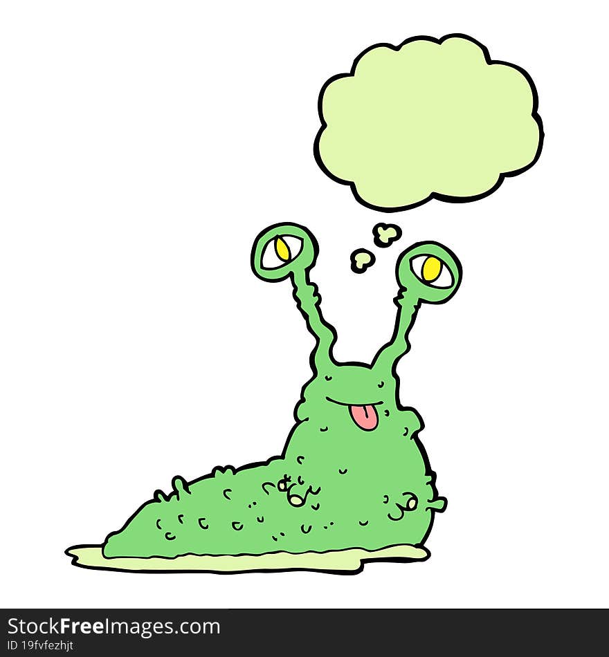 Cartoon Gross Slug With Thought Bubble