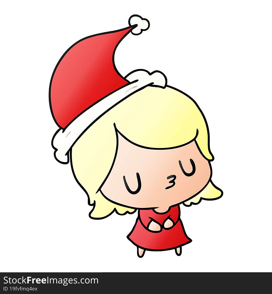 christmas gradient cartoon of kawaii girl