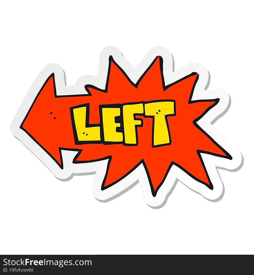 sticker of a cartoon left symbol