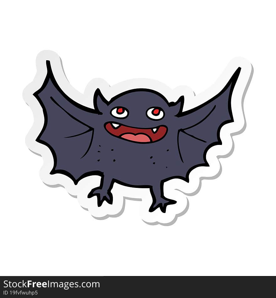 sticker of a cartoon vampire bat