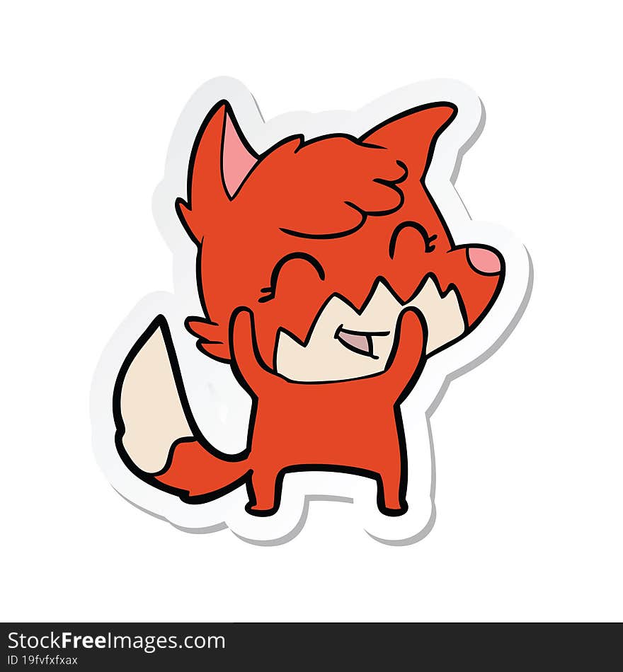 sticker of a happy cartoon fox