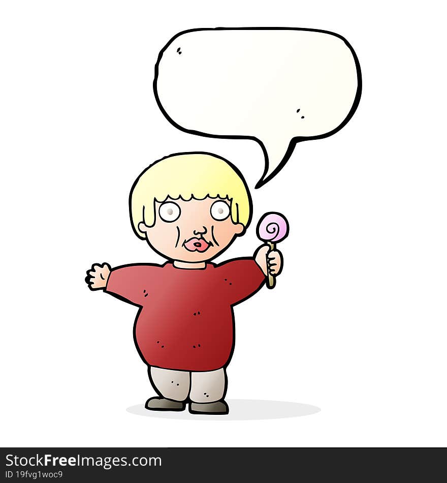 cartoon fat child with speech bubble