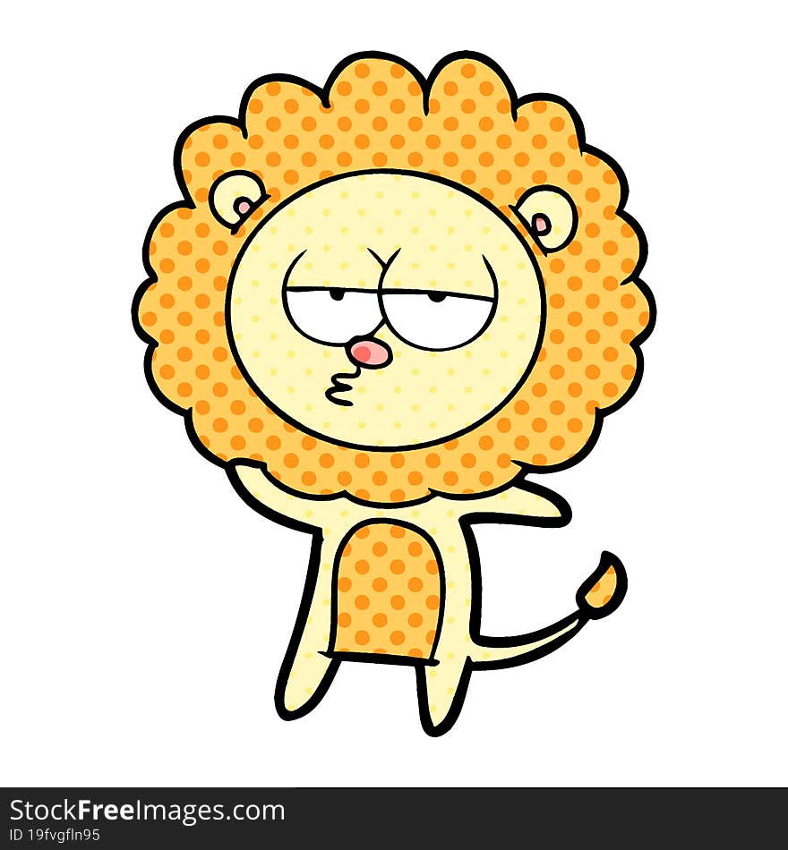 cartoon bored lion. cartoon bored lion