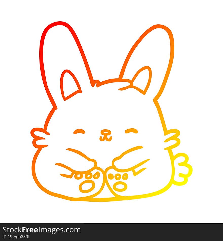 warm gradient line drawing cute bunny rabbit