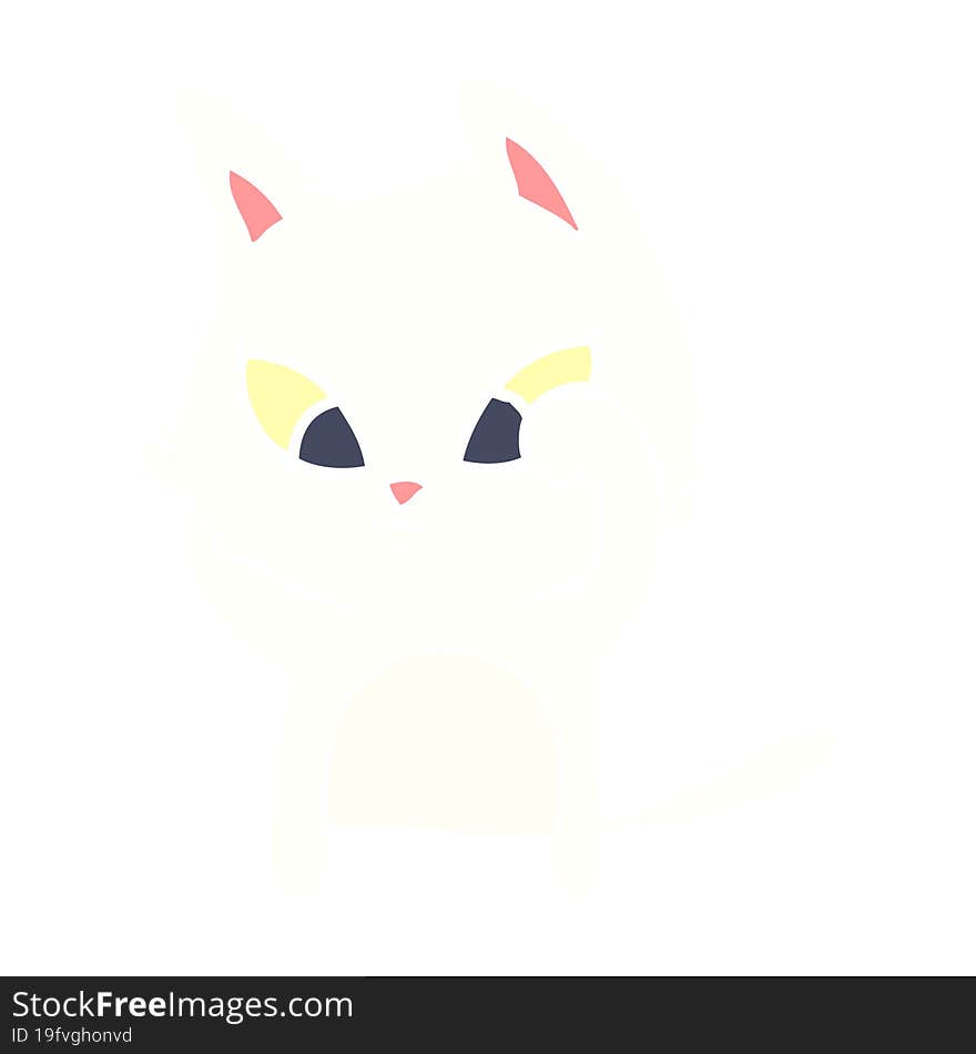 confused flat color style cartoon cat