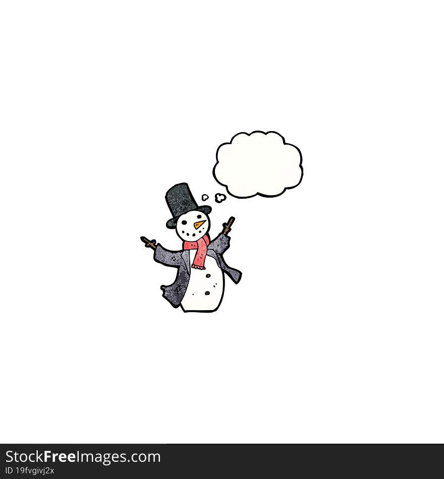 Cartoon Snowman With Thought Bubble