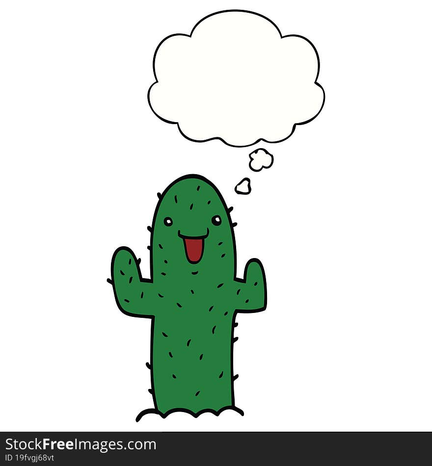 Cartoon Cactus And Thought Bubble