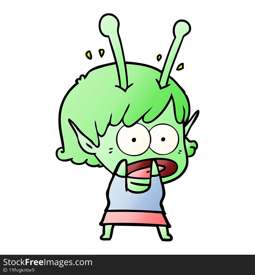 cartoon shocked alien girl. cartoon shocked alien girl