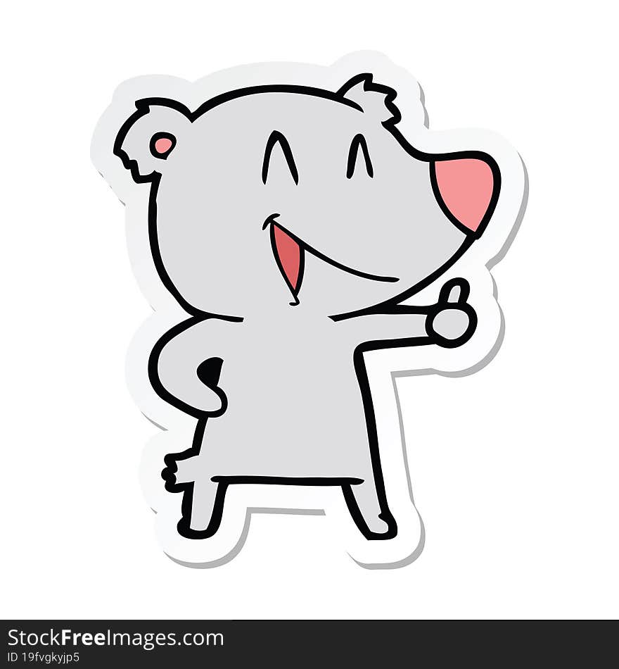 sticker of a laughing bear cartoon