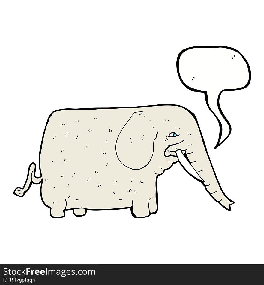 Cartoon Big Elephant With Speech Bubble