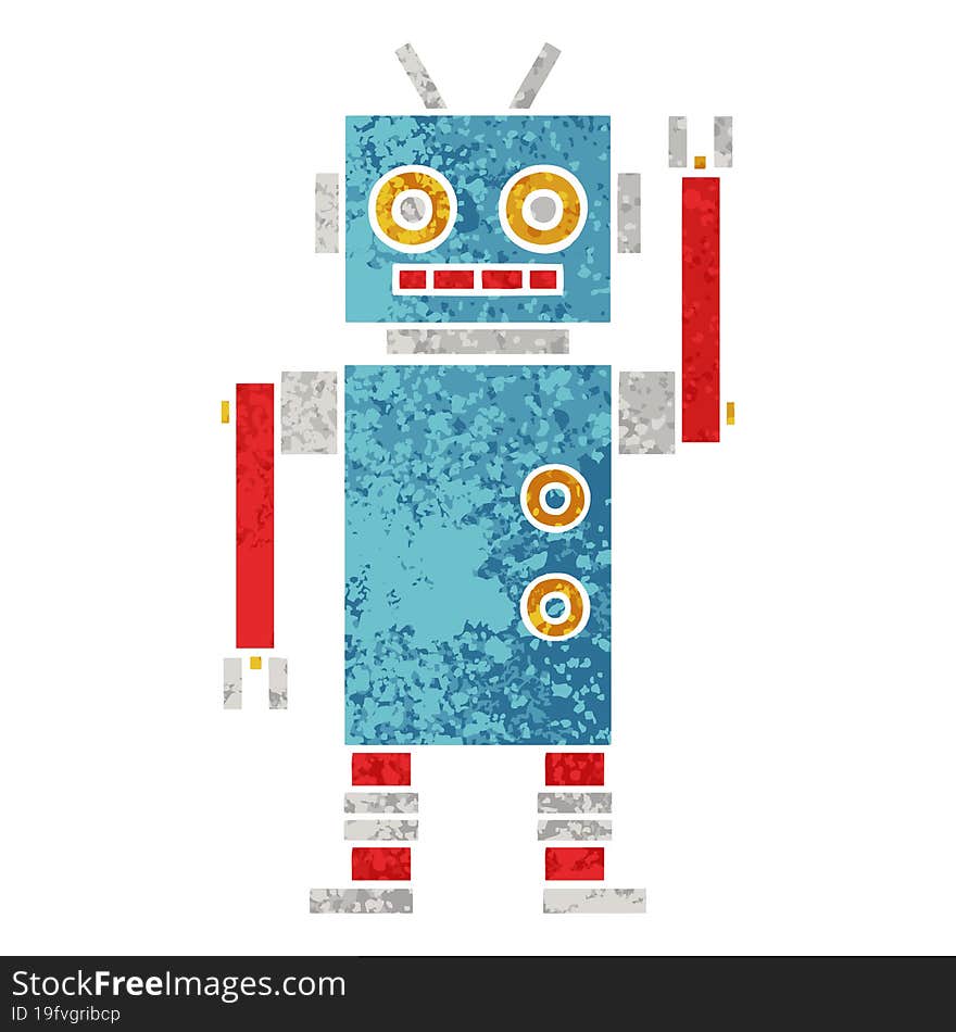 Retro Illustration Style Cartoon Dancing Robot