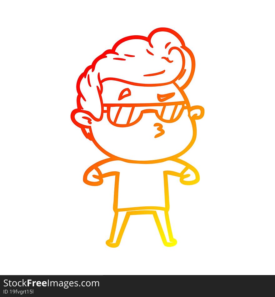 warm gradient line drawing cartoon cool guy